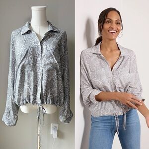 LNA Alpine Button Up Shirt in Snakeskin Print